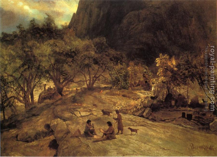 Albert Bierstadt : Mariposa Indian Encampment Yosemite Valley California